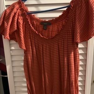 4/$25 Apt 9 orange striped flutter sleeved top M.